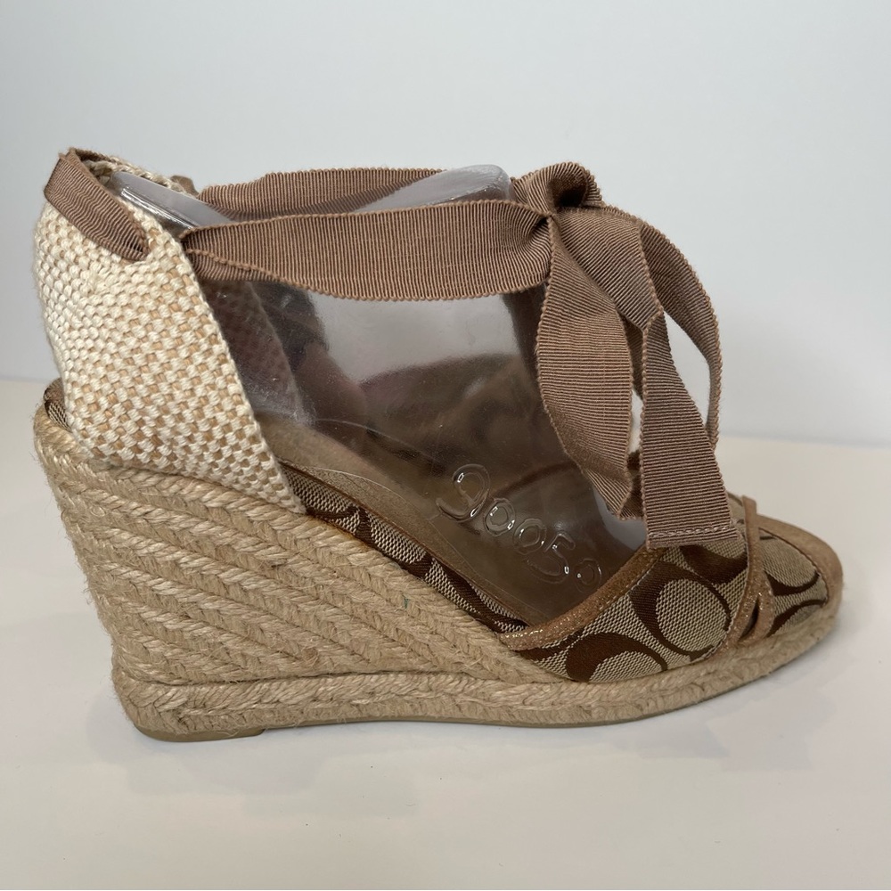Coach wedges in neutral color. Brown lace up Sandals Sz 9 - Picture 7 of 11